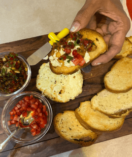 Baked Ricotta | Savoury Baked Ricotta Cheese | Ricotta with Roasted Vegetables | Baked Ricotta with Toast — recipe by Renu Dalal